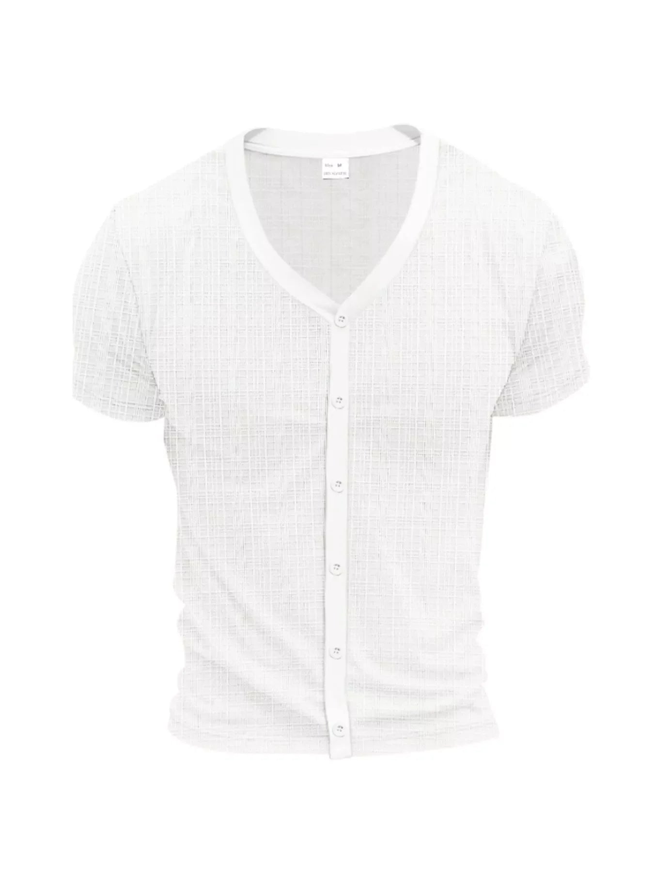 Men's Full Size V-Neck Button-Down Top Plus Size