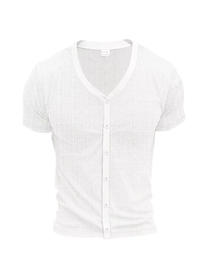Men's Full Size V-Neck Button-Down Top Plus Size