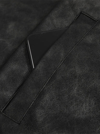Men's Drawstring Washed Zip Up Hooded Jacket