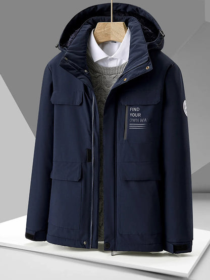 Men's Plus Size Hooded Zip Up Winter Jacket