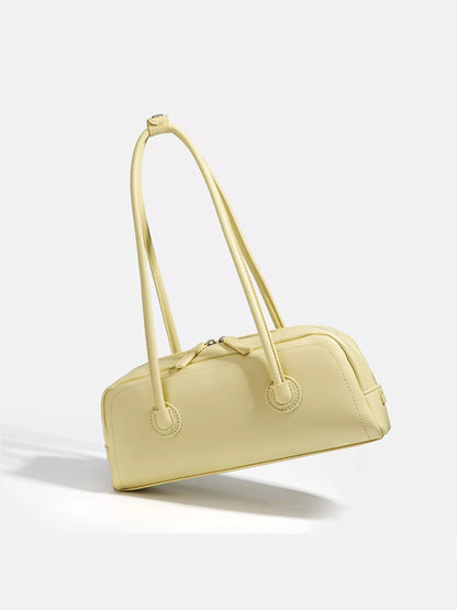 Solid Color Leather Shoulder Bag