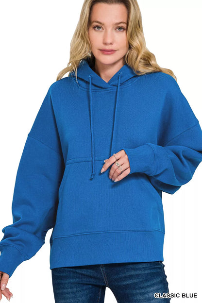 Zenana Oversized Fleece Kangaroo Pocket Hoodie