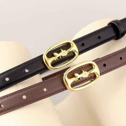 Leather Belt with Horse Carriage Buckle