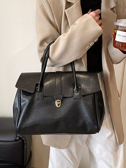 Buckle PU Leather Handbag