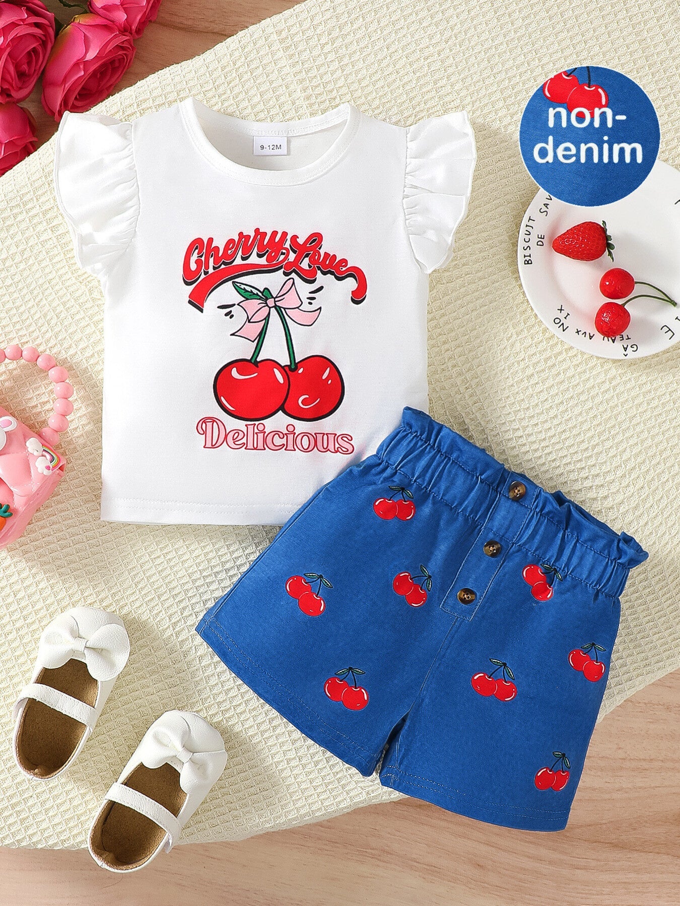 Children's Cherry Tee and Shorts Set