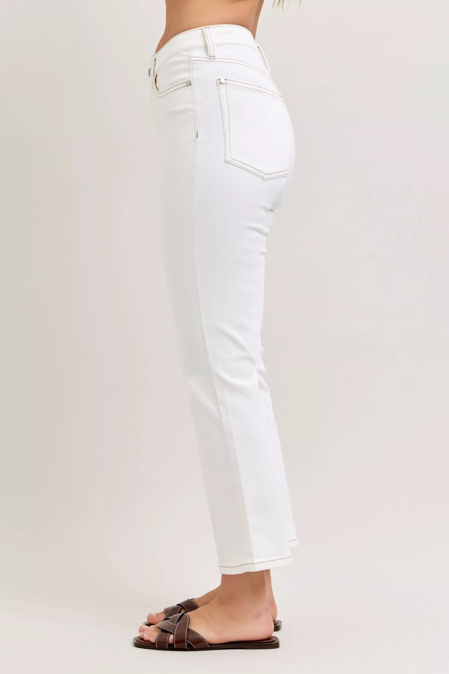 Judy Blue Contrast Stitching Cropped Flare Jeans