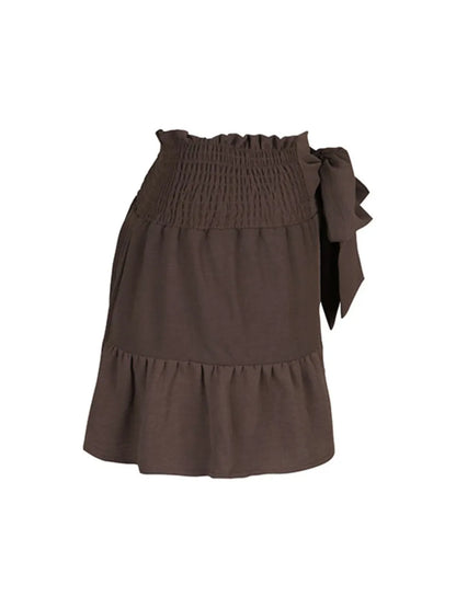 Perfee Tie Front Smocked Waist Shorts