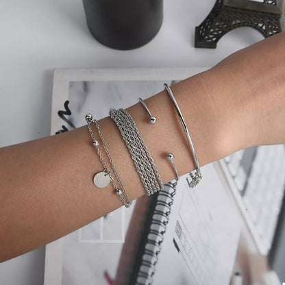 4 Piece Silver-Plated Minimalist Bracelet