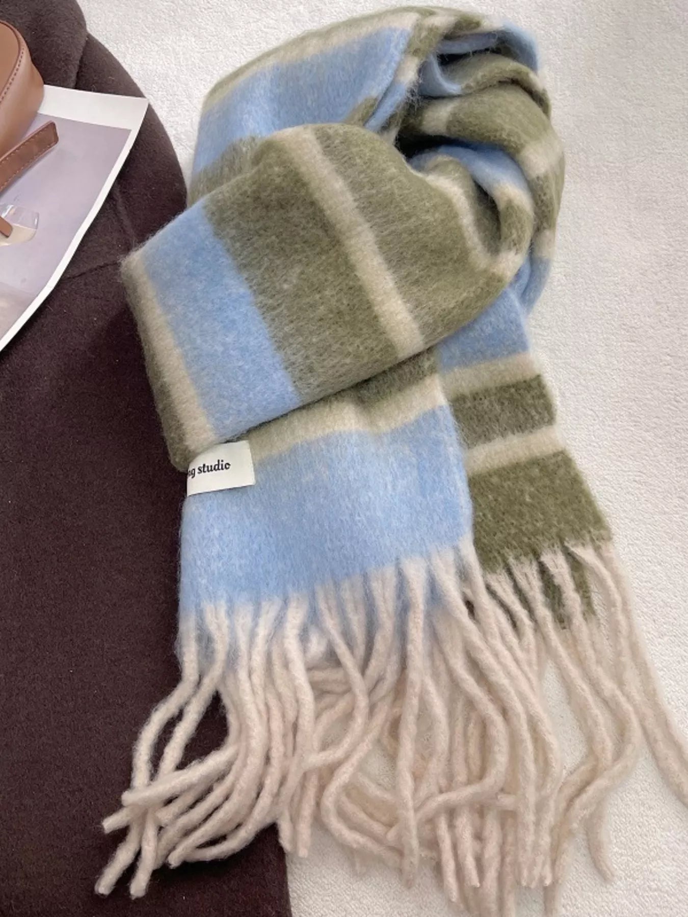 Soft Plaid Tassel Warm Scarf