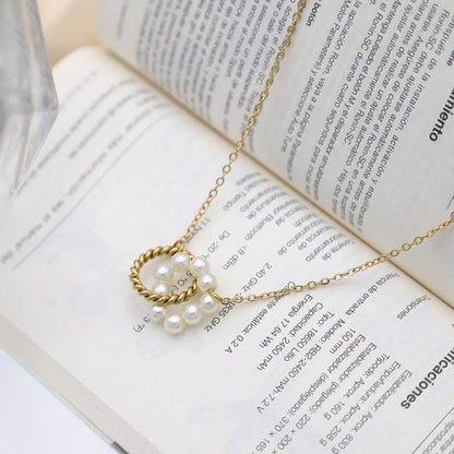 18K Gold-Plated Pearl Twisted Pendant Necklace