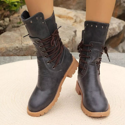 Studded Lace-Up Boots
