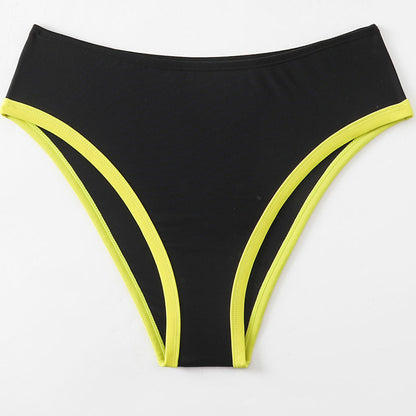 Women's Color Block Triangle Bikini Set, Crisscross Back Top & High Waist Bottom, 2 Piece Sporty Swimsuit