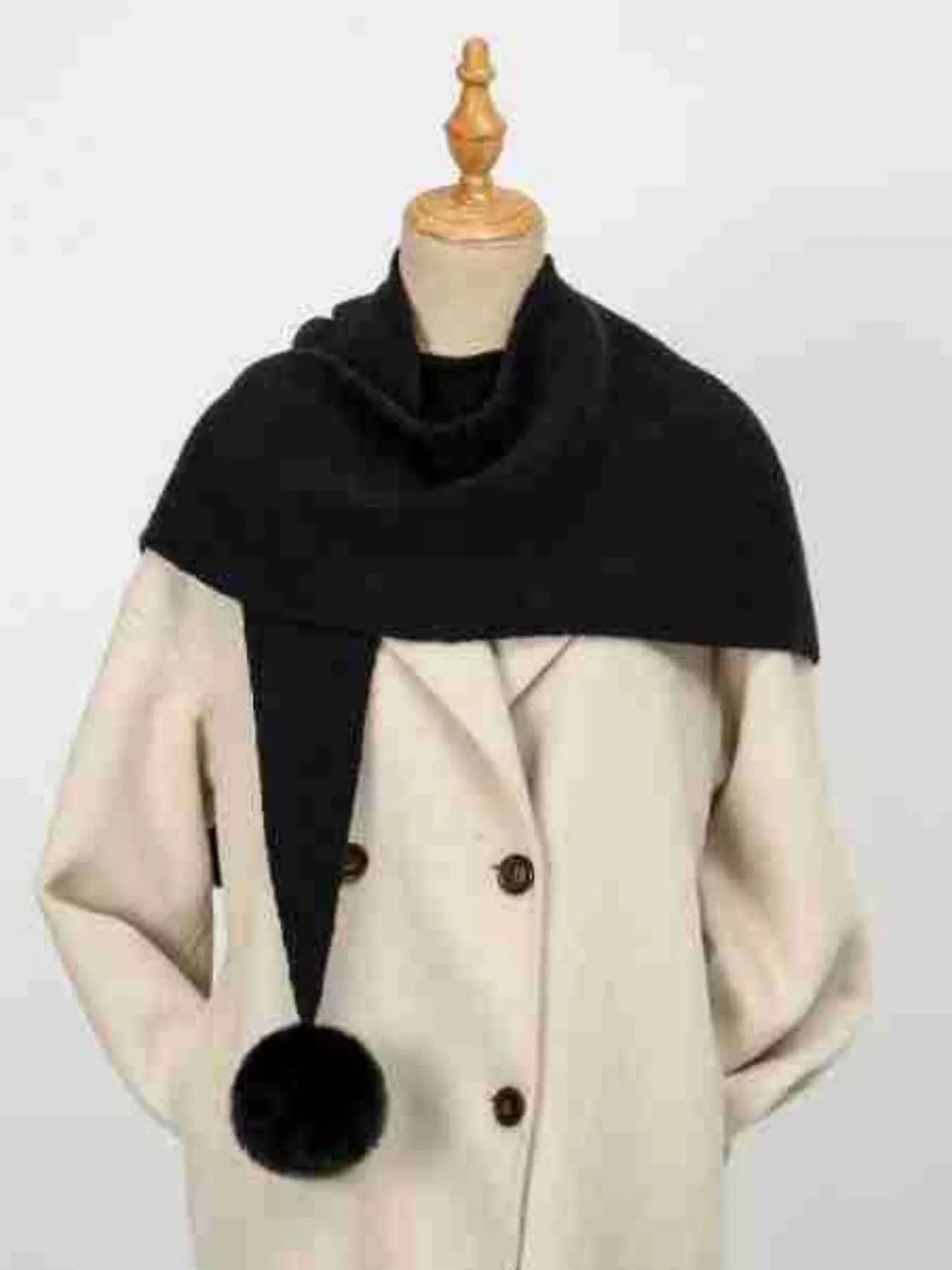 Solid Color Pom-Pom Scarf