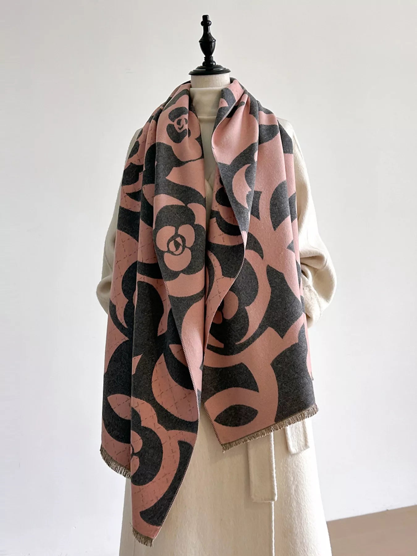 Floral Patterned Warm Scarf