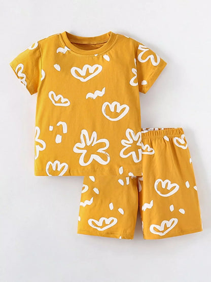 Children's Round Neck Top and Shorts Set
