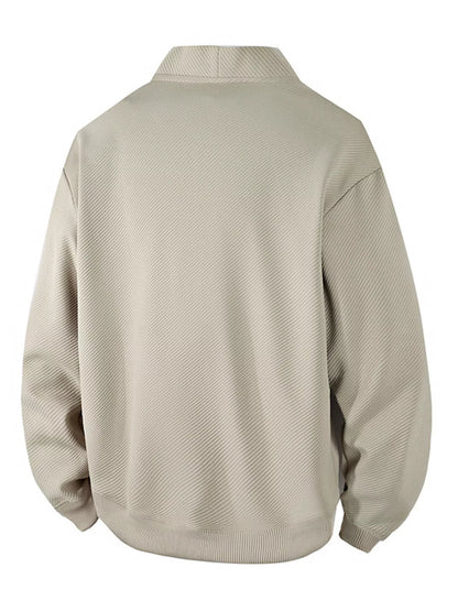 Men‘s Plus Size Textured Button-Down Casual Jacket