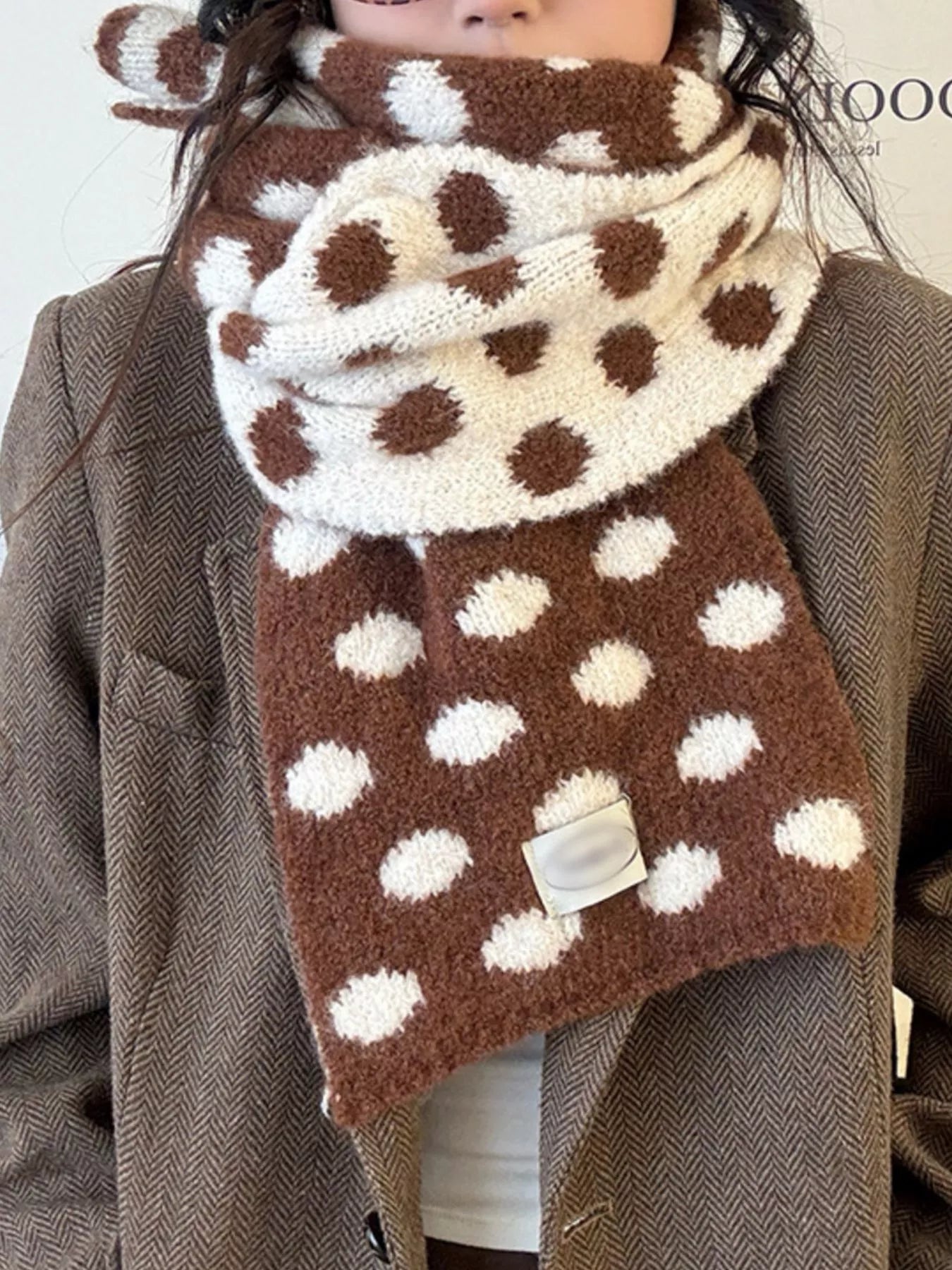 Polka Dot Knitted Scarf