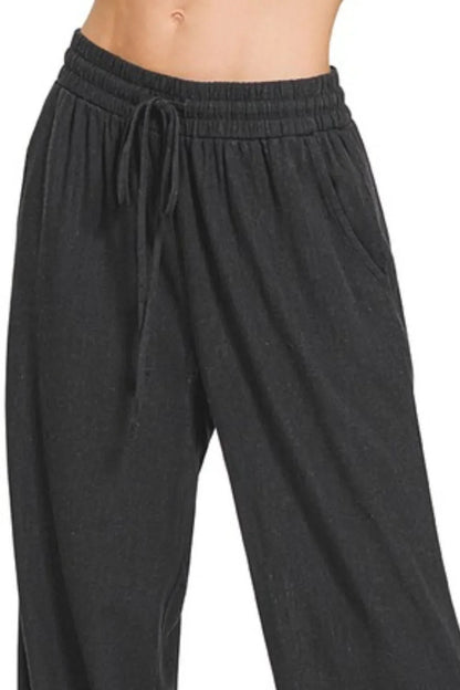 Zenana Linen Drawstring Pants