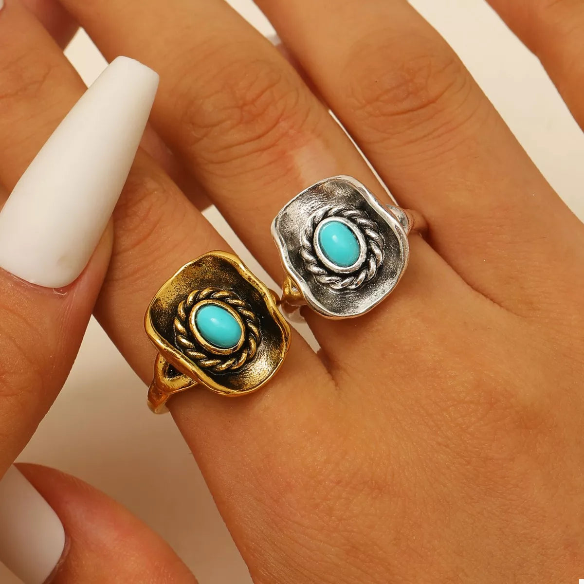 4 Piece Vintage Western Style Bull Head Rings