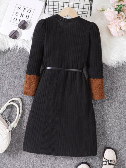 Children's Ribbed Knit Long Sleeve Dress