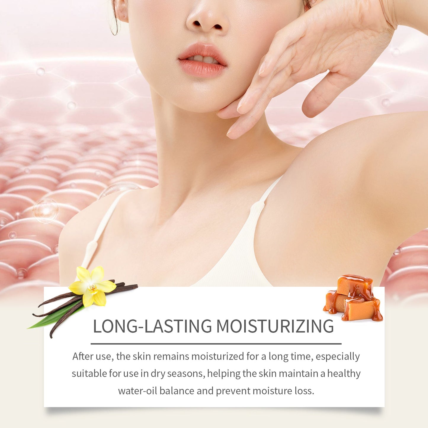 OUHOE Caramel Vanilla Moisturizing Body Lotion Gently Nourishes, Hydrates, Brighens And Moisturizes Tender Skin