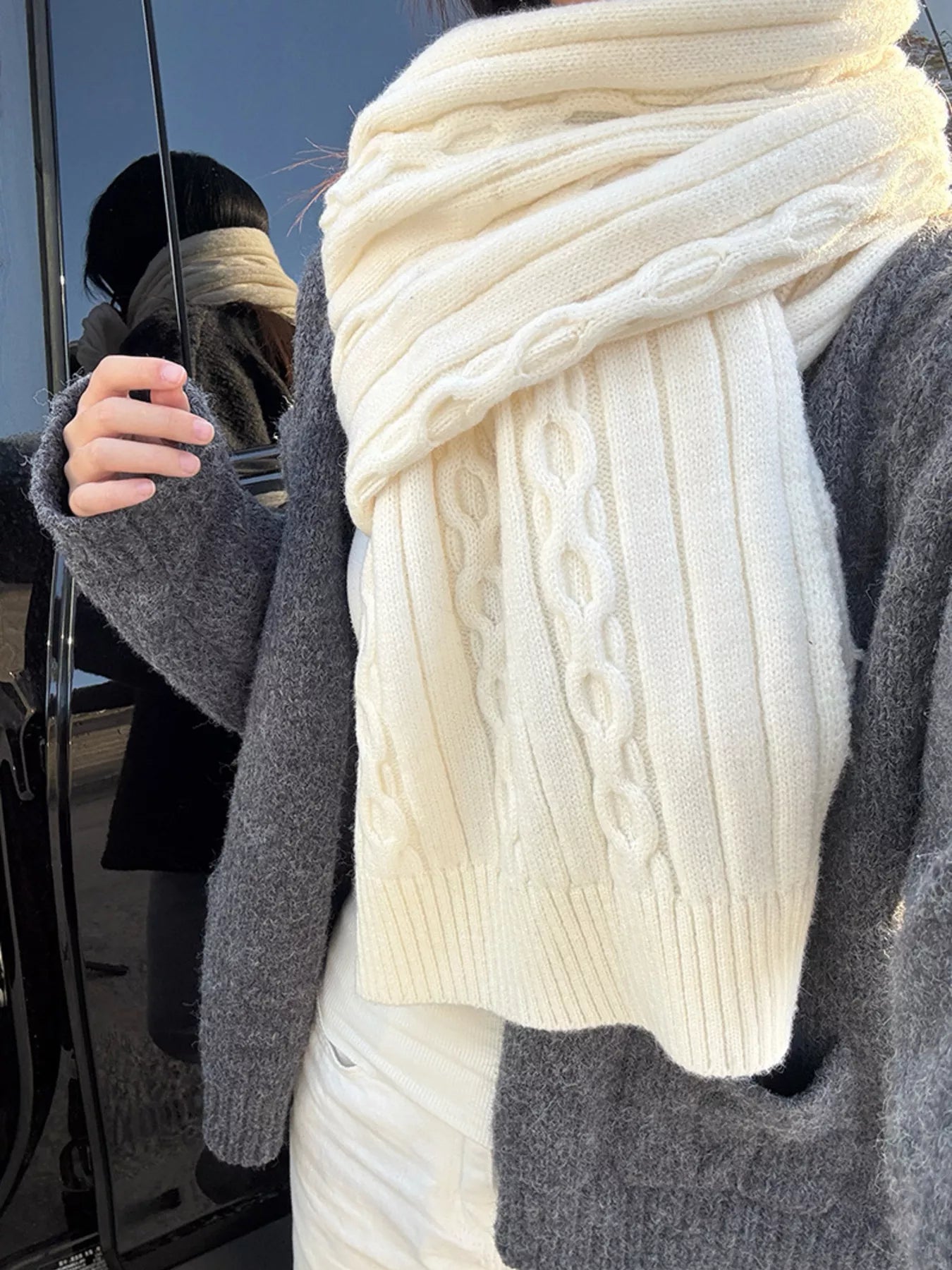 Textured Knit Winter Scarf