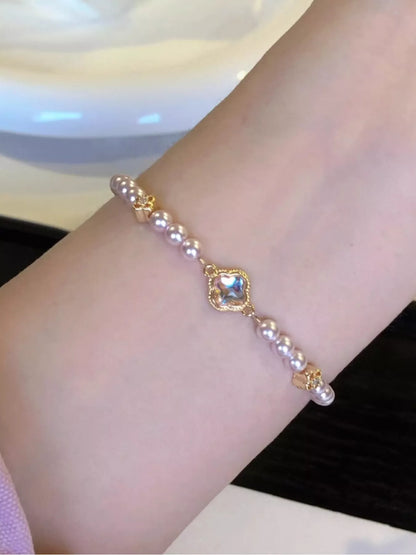 Pearl Clover Charm Bracelet