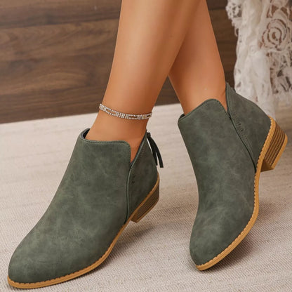 Point Toe Block Heels Boots