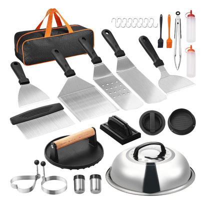 28PCS Griddle Accessories Kit Flat Top Grill Spatula BBQ Tools Stainless Steel