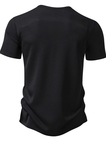 Men's Textured Henley Button Detail T-Shirt