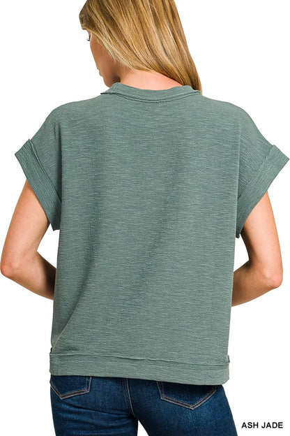 Zenana Cotton Slub Short Sleeve Tee and Pants Set