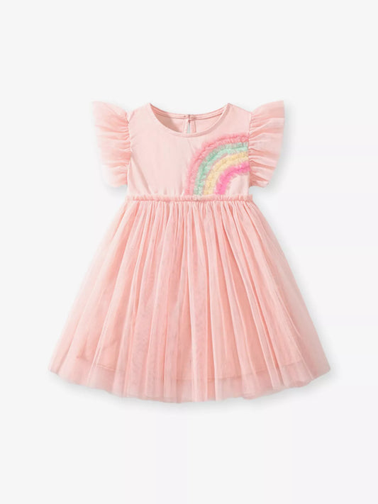 Children's Rainbow Applique Tulle Dress