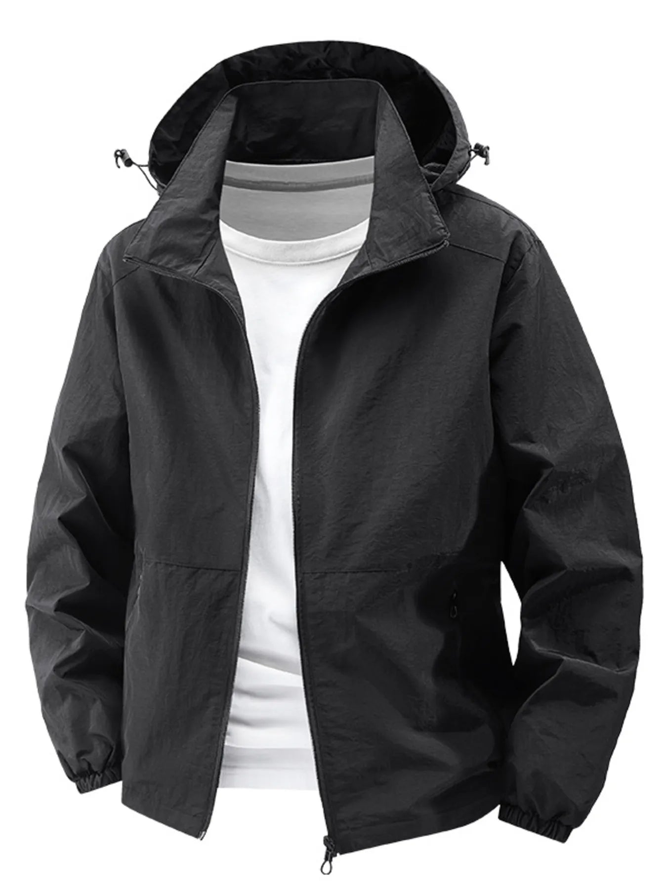 Men's Plus Size Lightweight Hooded Windbreaker Jacket