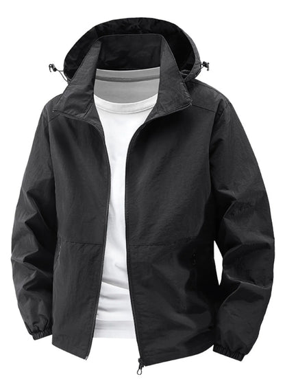 Men's Plus Size Lightweight Hooded Windbreaker Jacket