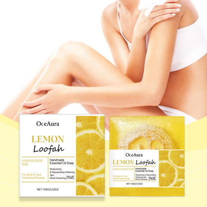OceAura Lemon Luffa Bath Soap Lemon Soap Body Mild Cleansing Oil Control Refreshing Cleansing Bath Soap