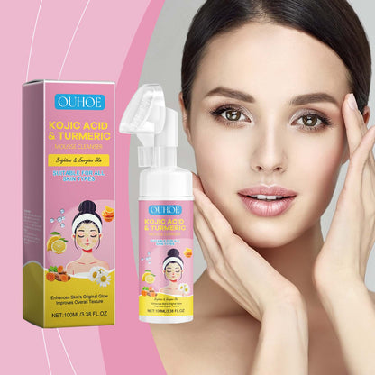 OUHOE Kojic Acid Turmeric Mousse Cleanser Moisturizes And Locks Water Temperature And Cleanses Clear And Clear Skin Foam Cleanser