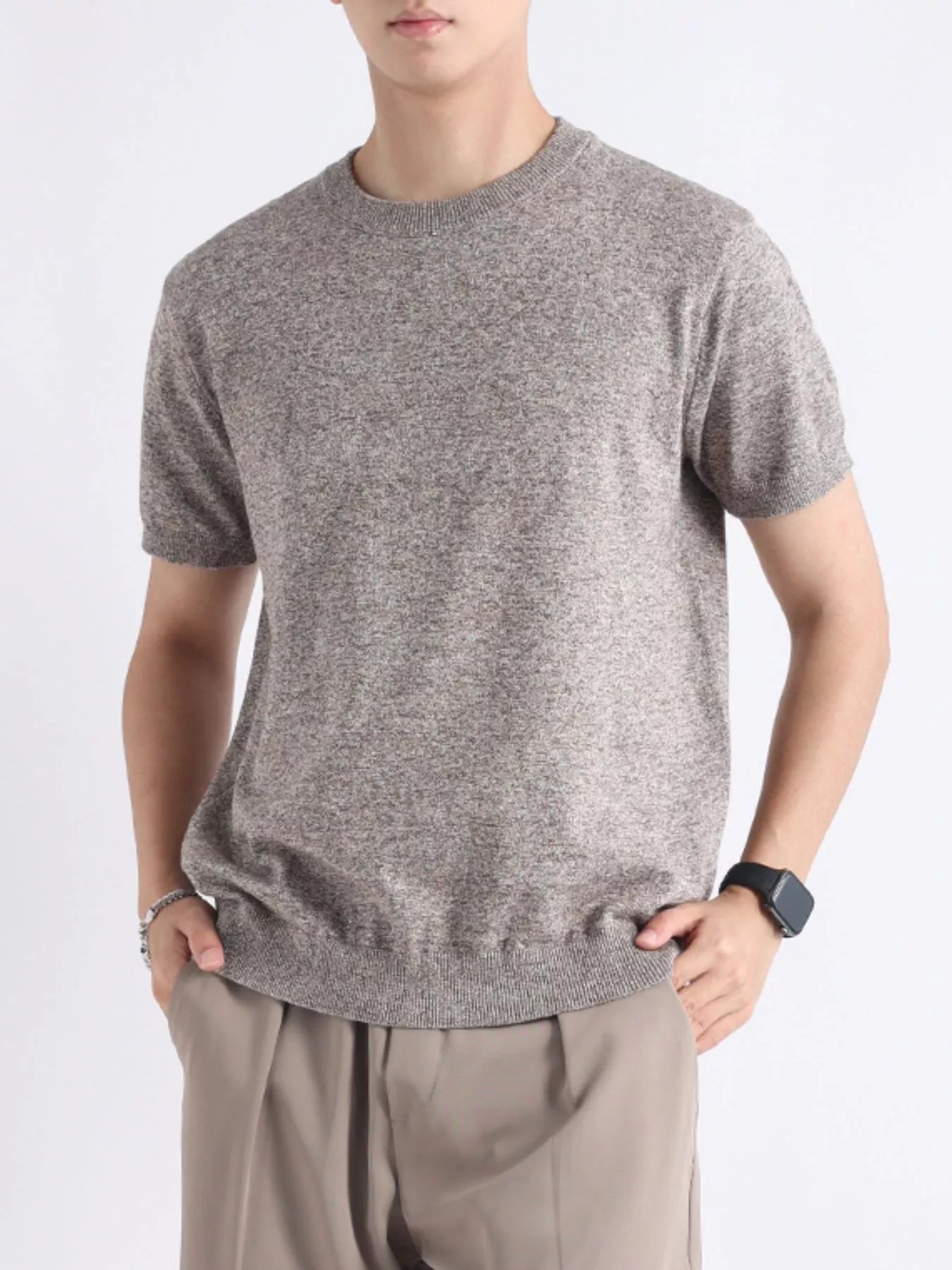 Men's Plus Size Casual Knitted Short Sleeve T-Shirt