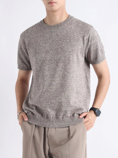 Men's Plus Size Casual Knitted Short Sleeve T-Shirt
