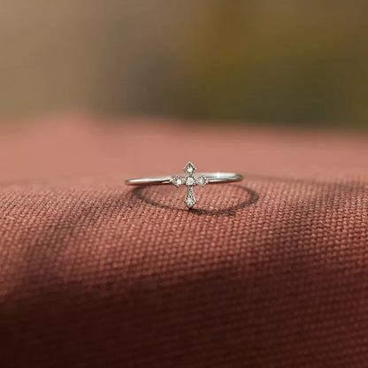 925 Sterling Silver Zircon Cross Ring