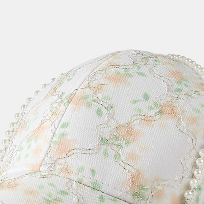 Floral Pearl Detail Baseball Cap