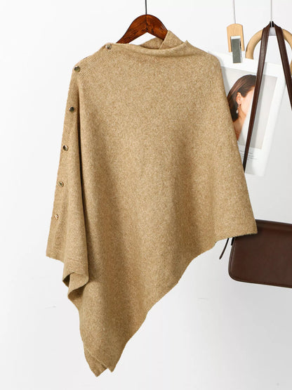Button-Accented Poncho Scarf