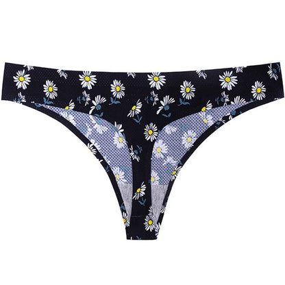 Printed Breathable One Piece Low Waist Thong Women