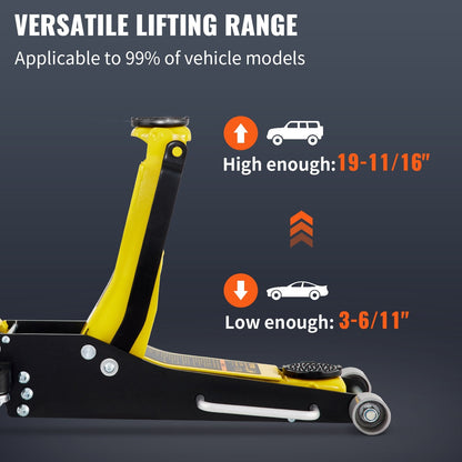 VEVOR 3 Ton Low Profile Aluminum Steel Racing Floor Jack DualPump Lift Car Auto