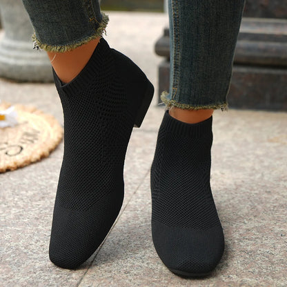 Mesh Knit Ankle Boots with Stretch Comfort Fit