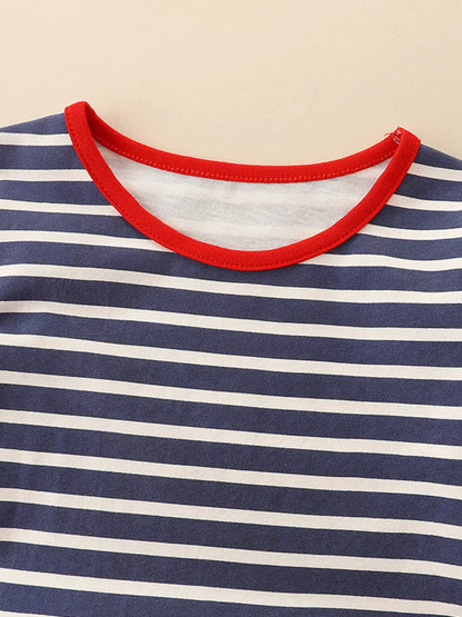 Children's Animal Applique Striped Dress