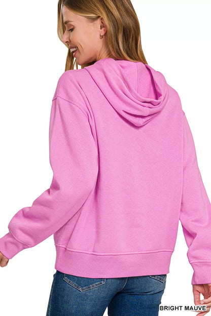 Zenana Fleece Kangaroo Pocket Hoodie