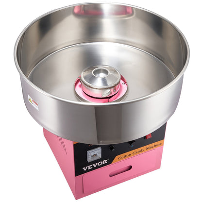 VEVOR Electric Cotton Candy Machine, 1000W Candy Floss Maker, Commercial Cotton Candy Machine With Stainless Steel Bowl, Sugar Scoop, And Drawer, Perfect For Home Kids Birthday, Family Party Pink