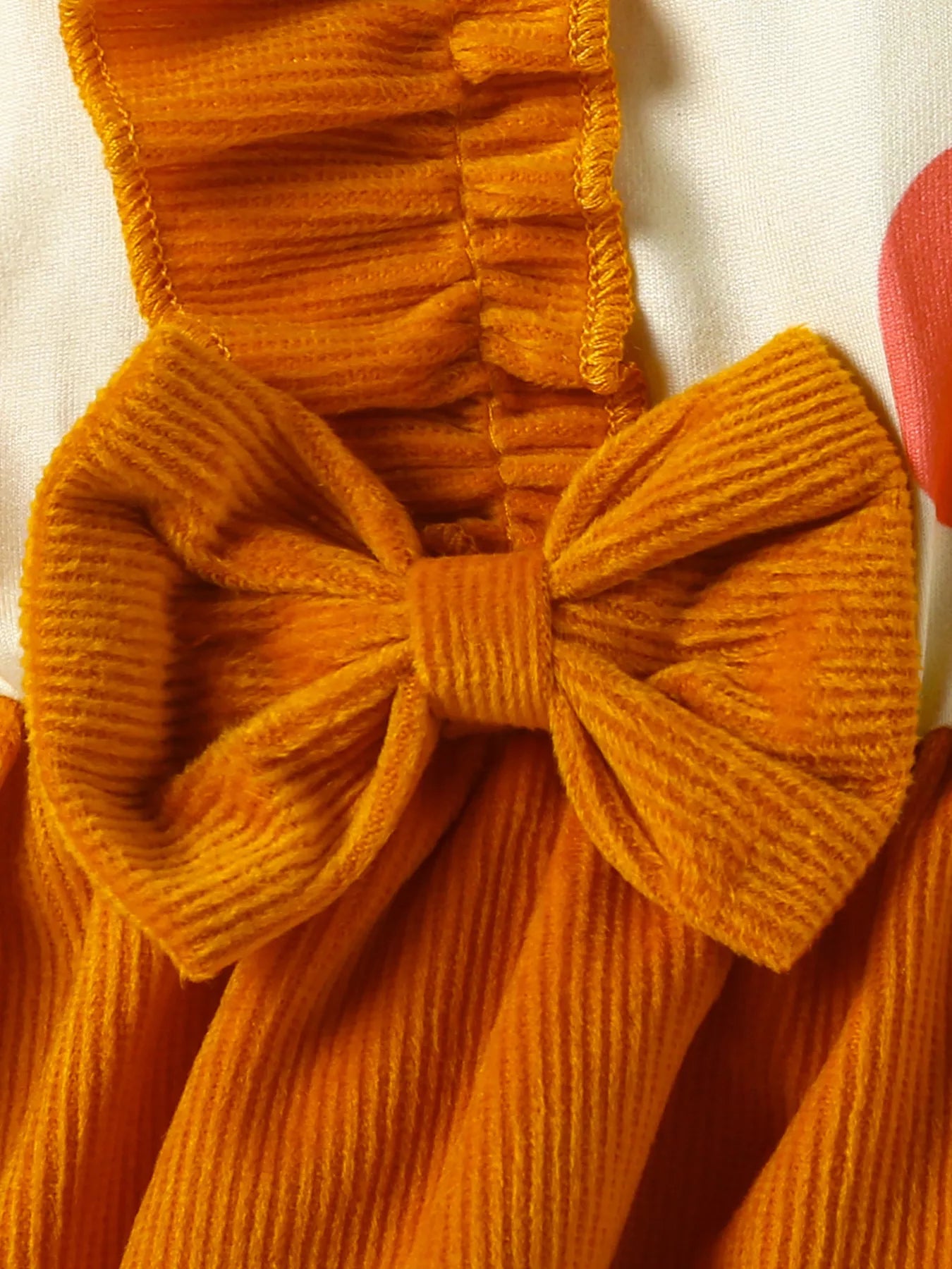 Children's Pumpkin Print Ruffle Dress with Bow Headband