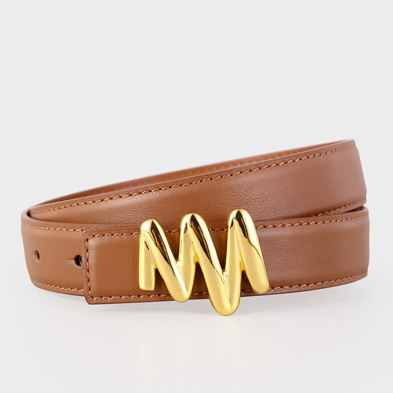 Gold Buckle Leather Belt