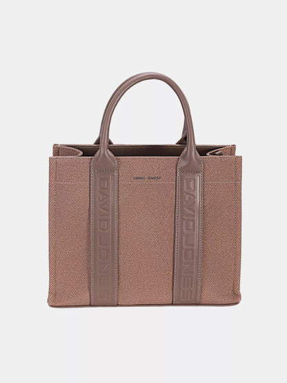 David Jones Canvas Tote Handbag with Contrast Leather Handles